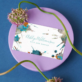 水モダン色銀ターコイズ（ばちゃばちゃ）跳ねるスクリプト 名刺