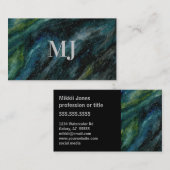 水モダン色銀河系ハンドモノグラ絵を描ム 名刺 (正面/裏面)