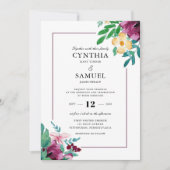 水モダン色開花結婚 招待状 (正面)