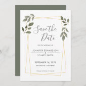 水モダン色離れ金ゴールドフレーム日付を保存 招待状 (正面/裏面)