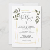 水モダン色離れ金ゴールド結婚枠 招待状 (正面)