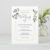 水モダン色離れ金ゴールド結婚枠 招待状 (スタンド正面)