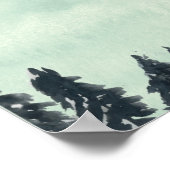 水モダン色風景日没の鳥の木ポー ポスター (角)