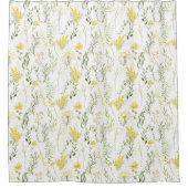 水モダン色黄緑の牧草地ワイルドフラワー シャワーカーテン (正面)