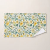水モダン色黄色タンポポ花柄 ハンドタオル (ハンドタオル)