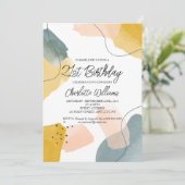 水モダン色21歳の誕生日パーティー 招待状 (スタンド正面)