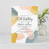 水モダン色30th誕生日パーティー 招待状 (スタンド正面)