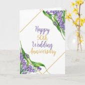 水モダン色50結婚周年 カード (黄色い花)