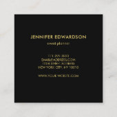 水モダン色(ばちゃばちゃ)跳ねるプロフェッショナル黒金ゴールド スクエア名刺 (裏面)