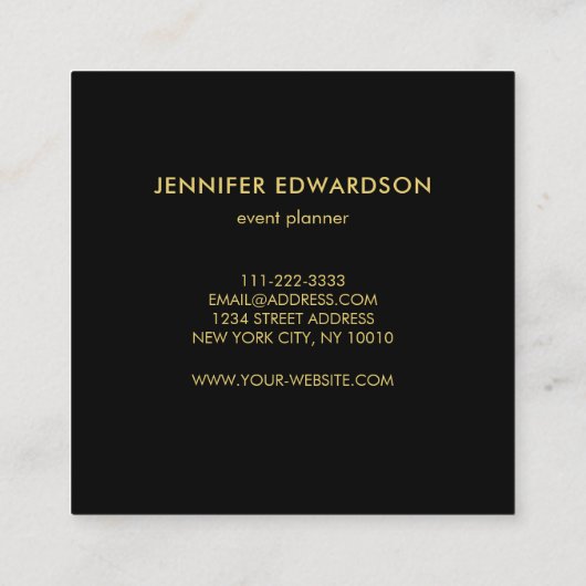 水モダン色（ばちゃばちゃ）跳ねるプロフェッショナル黒金ゴールド スクエア名刺 (裏面)