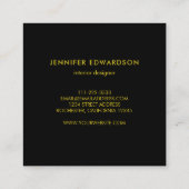 水モダン色（ばちゃばちゃ）跳ねる黒金ゴールドプロフェッショナル スクエア名刺 (裏面)