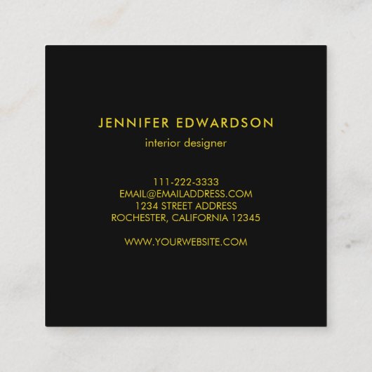 水モダン色(ばちゃばちゃ)跳ねる黒金ゴールドプロフェッショナル スクエア名刺 (裏面)