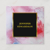 水モダン色（ばちゃばちゃ）跳ねる黒金ゴールドプロフェッショナル スクエア名刺 (正面)