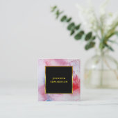 水モダン色（ばちゃばちゃ）跳ねる黒金ゴールドプロフェッショナル スクエア名刺 (スタンド正面)