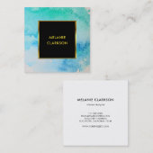 水モダン色（ばちゃばちゃ）跳ねる黒金ゴールドプロフェッショナル スクエア名刺 (正面/裏面)