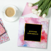 水モダン色(ばちゃばちゃ)跳ねる黒金ゴールドプロフェッショナル スクエア名刺