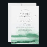 水モダン色 |グリーンウェディングレセプション 招待状<br><div class="desc">この水モダン色の緑の結婚式のレセプションは、ポストのスタイリッシュエロペメントコンテンポラリーパーティーに最適である。ミニマル、クラシック、およびエレガントデザインコレクションは、ジュエルシンプルトーンで絵を描の水色のブラシかわいらしックのストロークを特徴とする。RSVPカードは別々に販売されているか、カードの背面にRSVP情報を追加できる。</div>