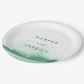 水モダン色 |グリーン結婚ズケーキ紙プレート ペーパープレート (アングル)