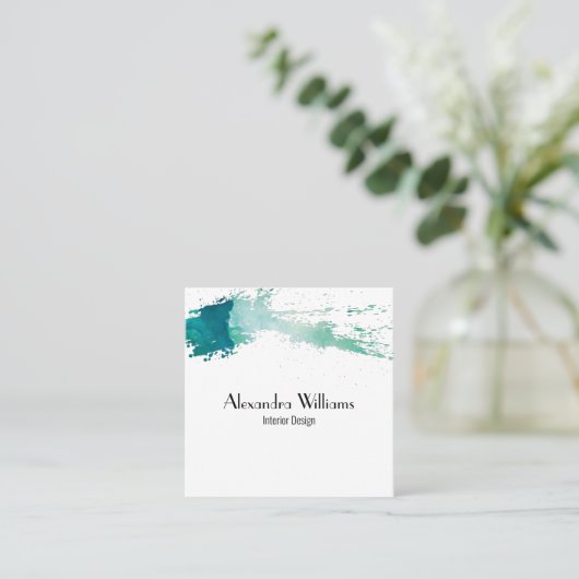 水モダン色 スクエア名刺 (スタンド正面)