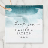 水モダン色 |ティール(緑がかった色)ありがとうメッセージカード フェイバータグ (正面)