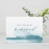 水モダン色 |ティール(緑がかった色)の花嫁プロポーザルのカード 招待状 (スタンド正面)