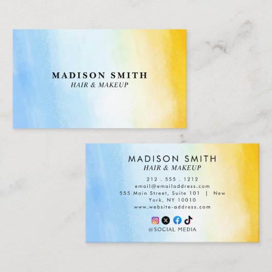 水モダン色 |ティール(緑がかった色)名刺 名刺 (正面/裏面)