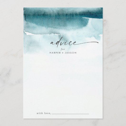 水モダン色 |ティール(緑がかった色)結婚のアドバイスカード アドバイスカード (正面)