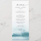 水モダン色 |ティール（緑がかった色）結婚のディナーメニュー メニュー (正面)