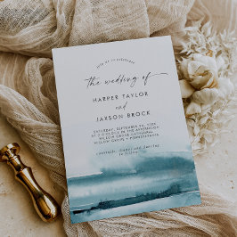 水モダン色 |ティール(緑がかった色)結婚の内容 招待状