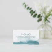 水モダン色 |ティール(緑がかった色)結婚のWebサイトRSVP エンクロージャーカード (スタンド正面)