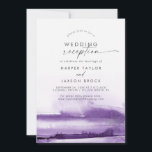 水モダン色 |パープルウェディングレセプション 招待状<br><div class="desc">この水モダン色の紫色の結婚式のレセプションは、ポストのエロスタイリッシュペメントコンテンポラリーパーティーに最適である。ミニマル、クラシック、およびエレガントデザインコレクションは、ジュエルシンプルトーンで絵を描の水色のブラシかわいらしックのストロークを特徴とする。RSVPカードは別々に販売されているか、カードの背面にRSVP情報を追加できる。</div>