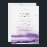 水モダン色 |パープルウェディングレセプション 招待状<br><div class="desc">この水モダン色の紫色の結婚式のレセプションは、ポストのエロスタイリッシュペメントコンテンポラリーパーティーに最適である。ミニマル、クラシック、およびエレガントデザインコレクションは、ジュエルシンプルトーンで絵を描の水色のブラシかわいらしックのストロークを特徴とする。RSVPカードは別々に販売されているか、カードの背面にRSVP情報を追加できる。</div>