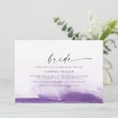水モダン色 |パープルブライドブライダルシャワー 招待状 (スタンド正面)