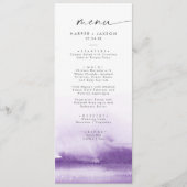 水モダン色 |パープル結婚のディナーメニュー メニュー (正面)