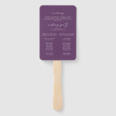水モダン色 |パープル結婚式 プログラム ハンドファン (裏面)