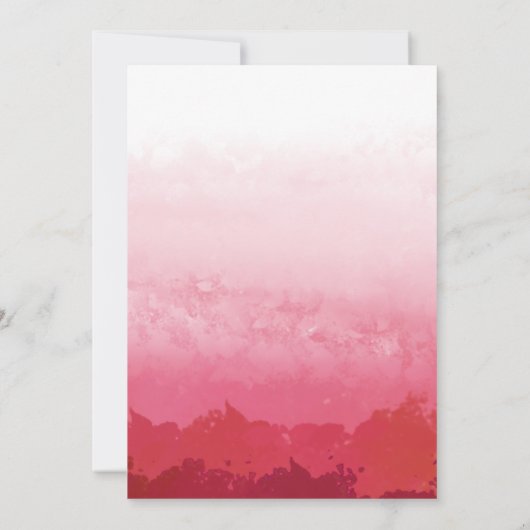 水モダン色 |ピンクフロントとバック結婚ズ 招待状 (裏面)