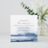 水モダン色 |ブルースクエア結婚式招待状 招待状 (スタンド正面)