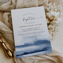 水モダン色 |ブルーバプテスマ招待状 招待状