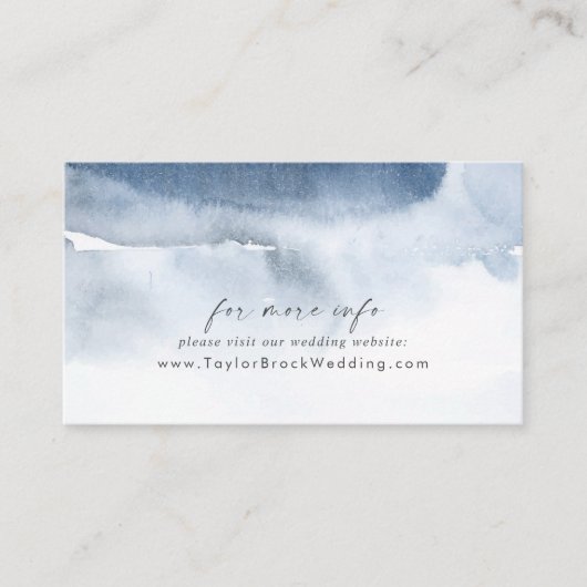 水モダン色 |ブルー結婚のウェブサイト エンクロージャーカード (正面)