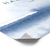 水モダン色 |ブルー結婚のウェルカムポスター ポスター (角)