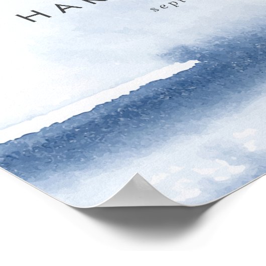 水モダン色 |ブルー結婚のウェルカムポスター ポスター (角)