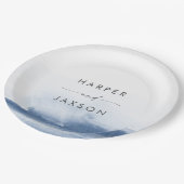 水モダン色 |ブルー結婚ズケーキ紙プレート ペーパープレート (アングル)