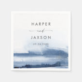 水モダン色 |ブルー結婚ズ・ナプキンス スタンダードカクテルナプキン (正面)