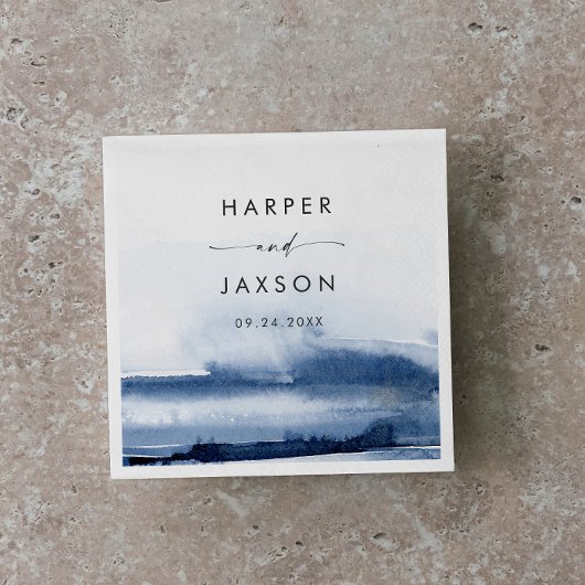 水モダン色 |ブルー結婚ズ・ナプキンス スタンダードカクテルナプキン