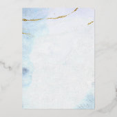 水モダン色 | ブルー&金ゴールドバプテスマ招待状 箔招待状 (裏面)