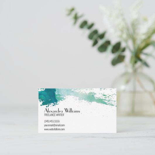 水モダン色 名刺 (スタンド正面)