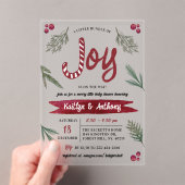 水モダン色"喜び"キャンディーケーンベイビーシャワー アクリル招待状 (インサイチュ (ポータブル))