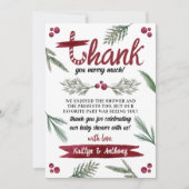 水モダン色"喜び"キャンディーケーンベイビーシャワー サンキューカード (正面)