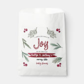 水モダン色"喜び"キャンディーケーンベイビーシャワー フェイバーバッグ (正面)