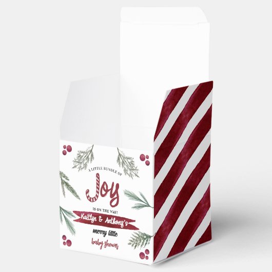 水モダン色"喜び"キャンディーケーンベイビーシャワー フェイバーボックス (オープン)